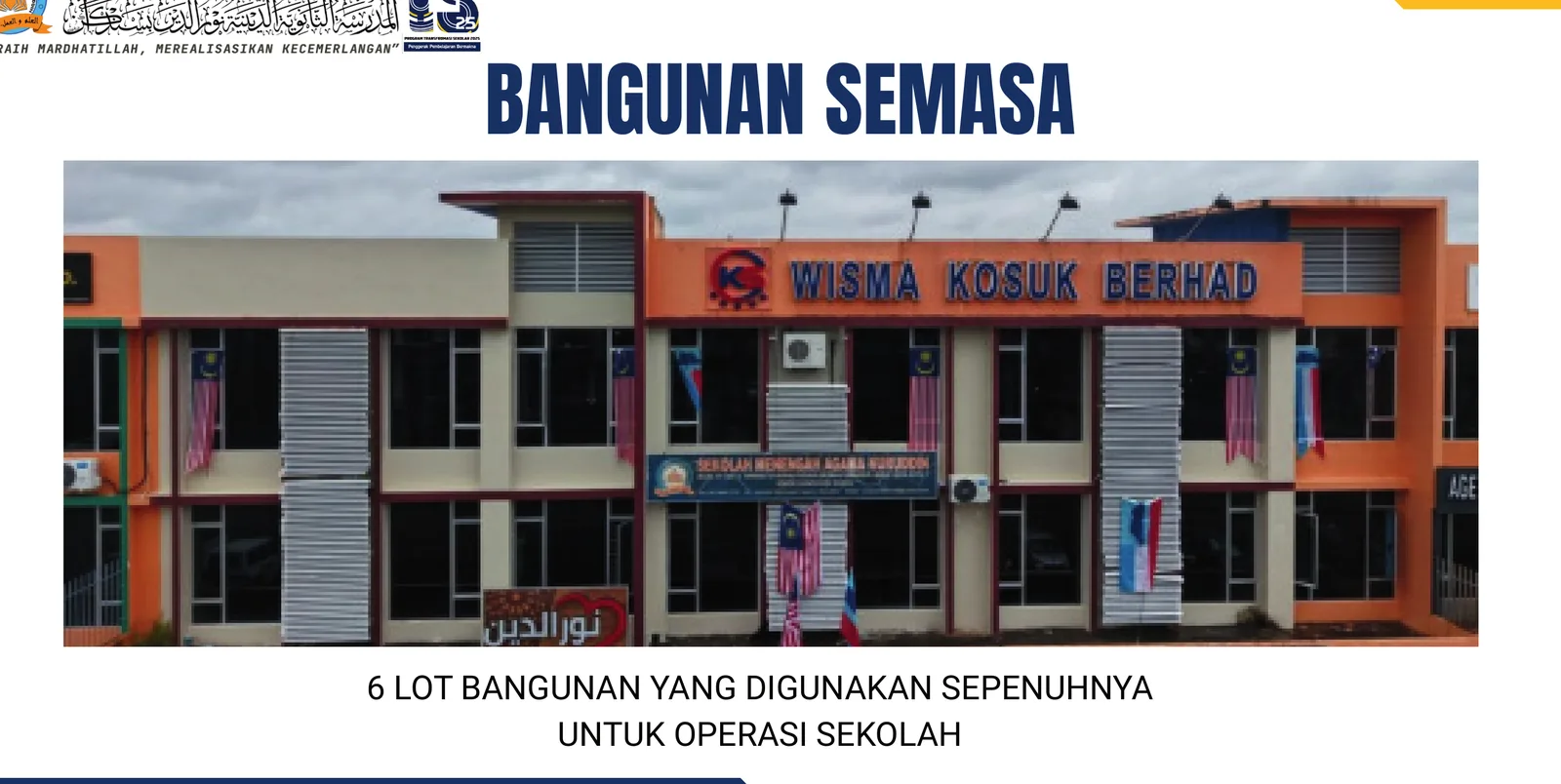 Bangunan Wisma KOSUK — 6 lot untuk operasi sekolah